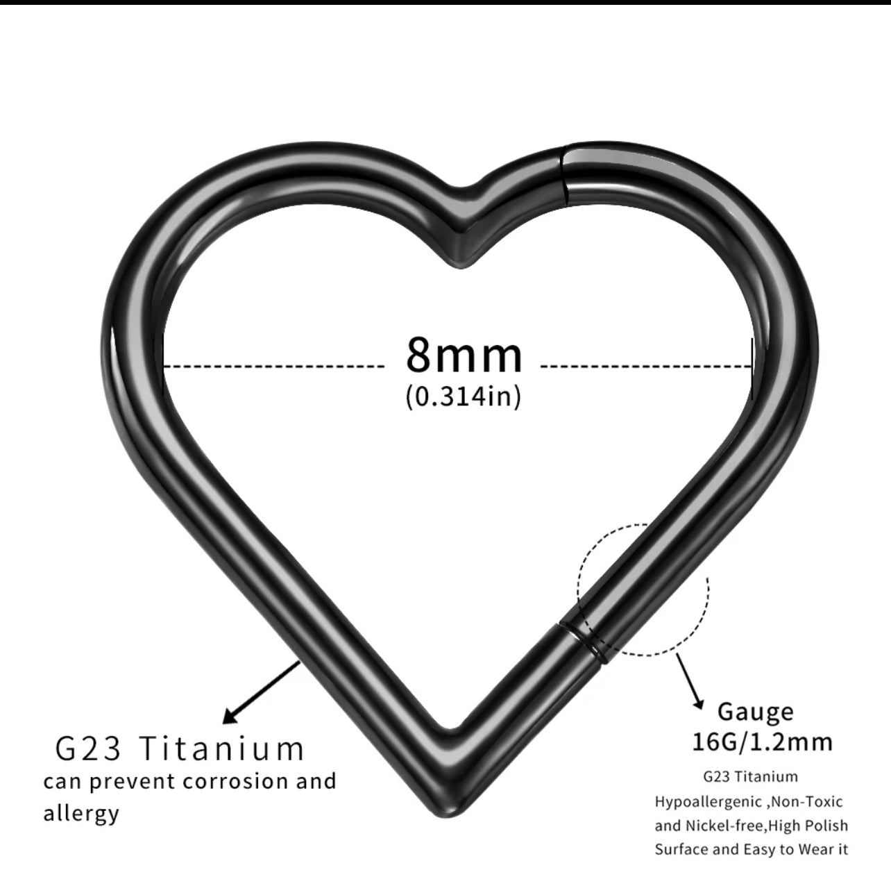 Heart segment seamless piercings jewellery