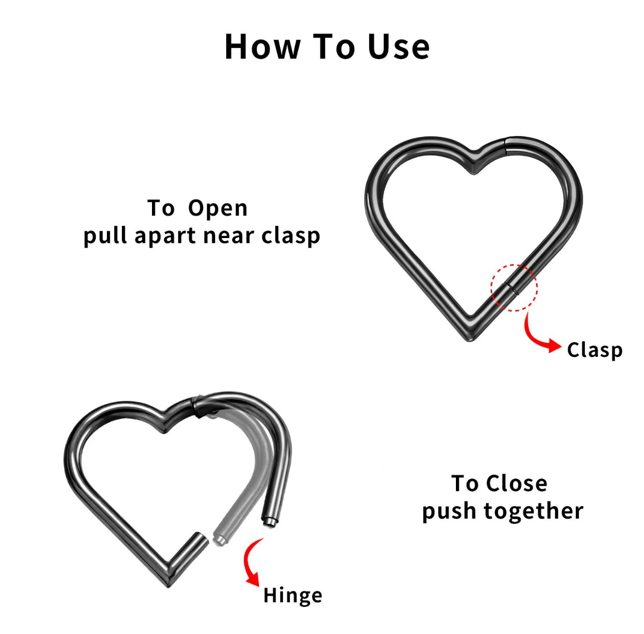Heart segment seamless piercings jewellery