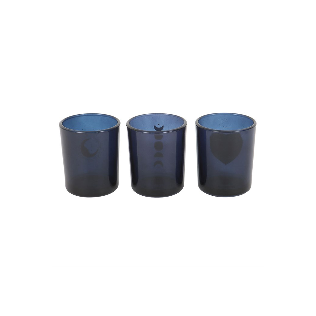 Set of 3 Blue Moon Votive Candle Holders