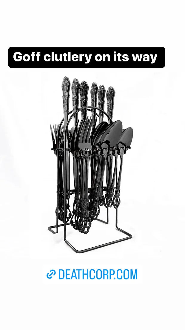 Luxury Antique Gothic cutlery with stand (ultra black)