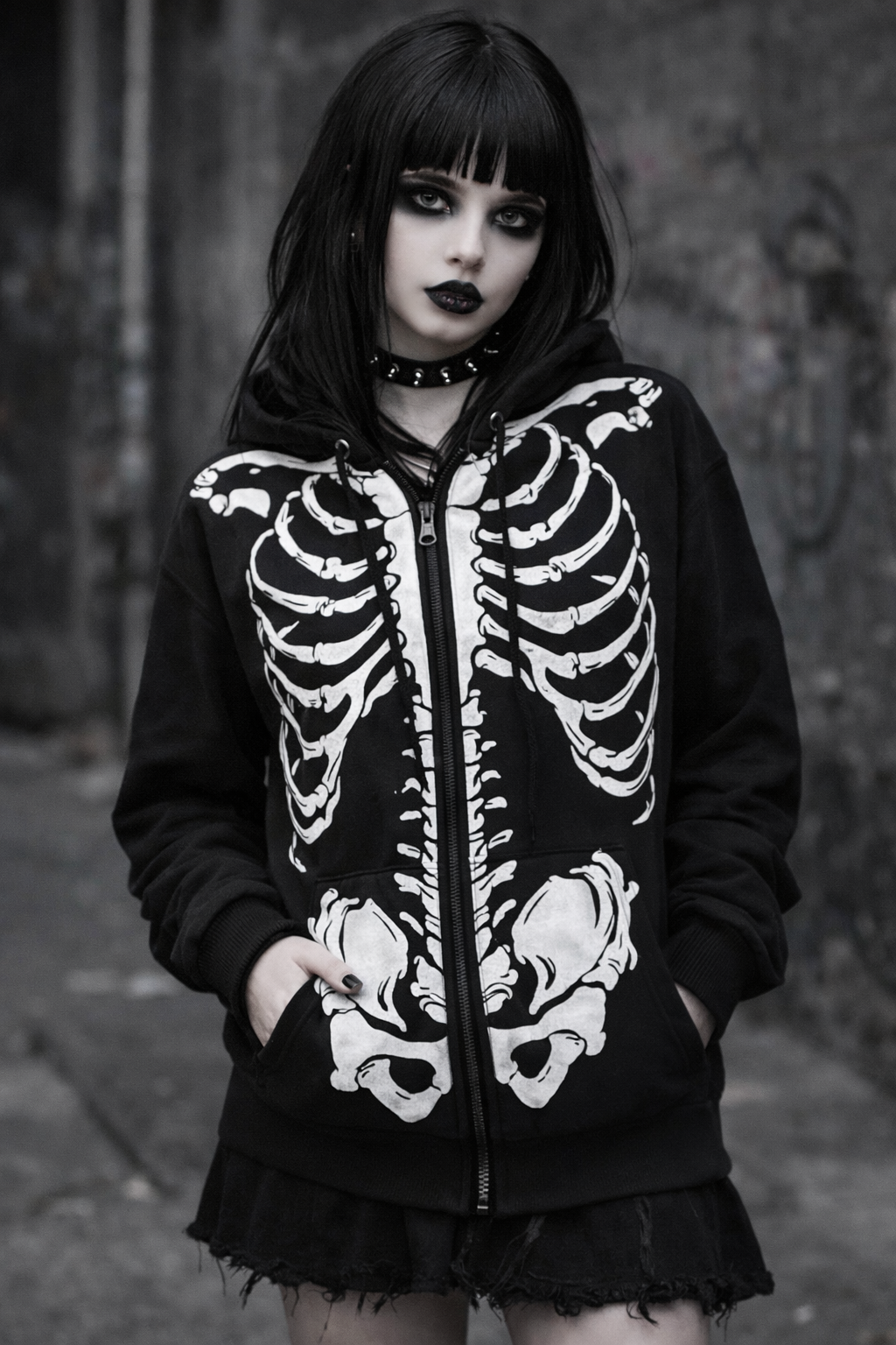 Skeleton bones Hoody (Zipped))