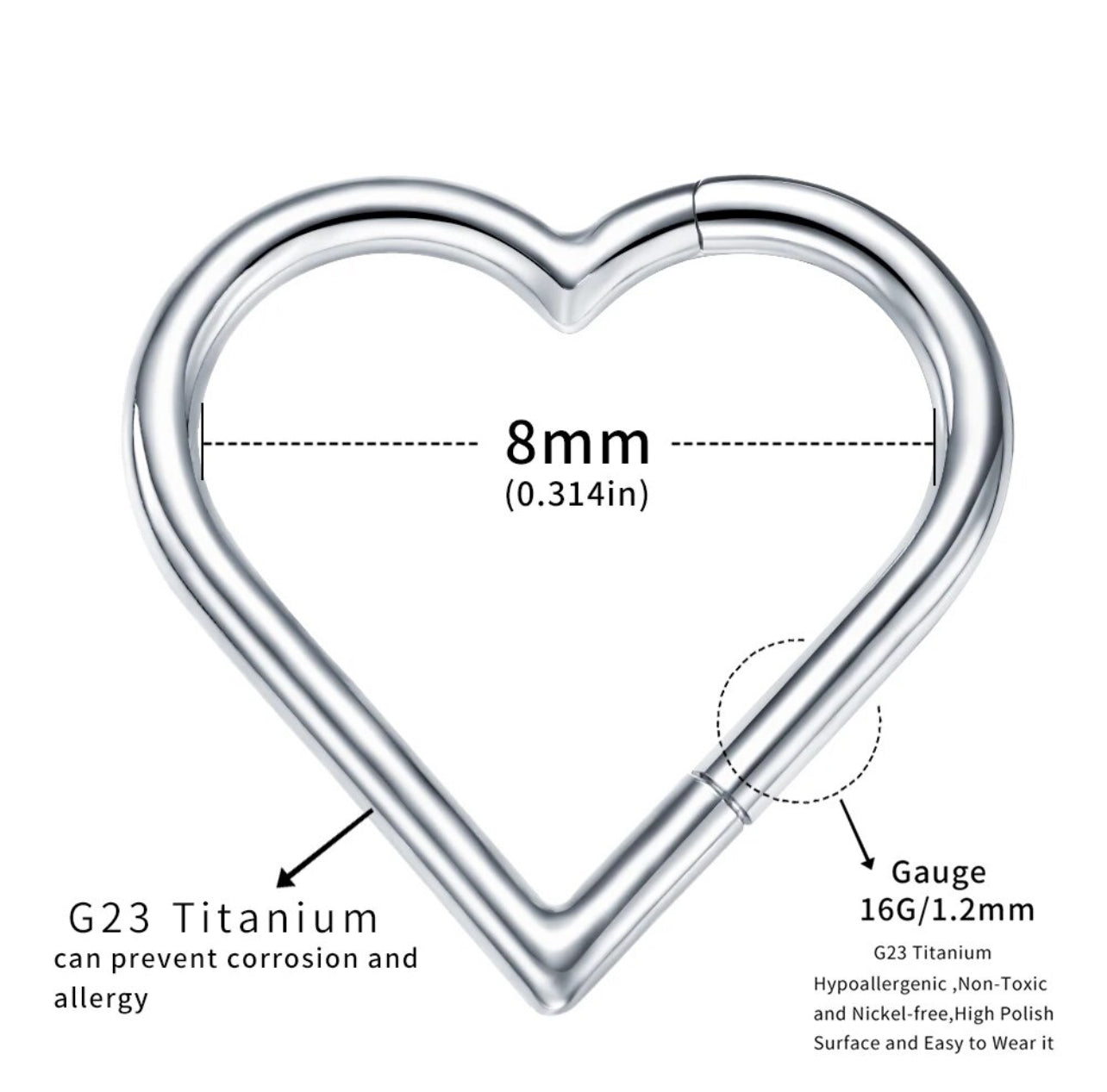 Heart segment seamless piercings jewellery