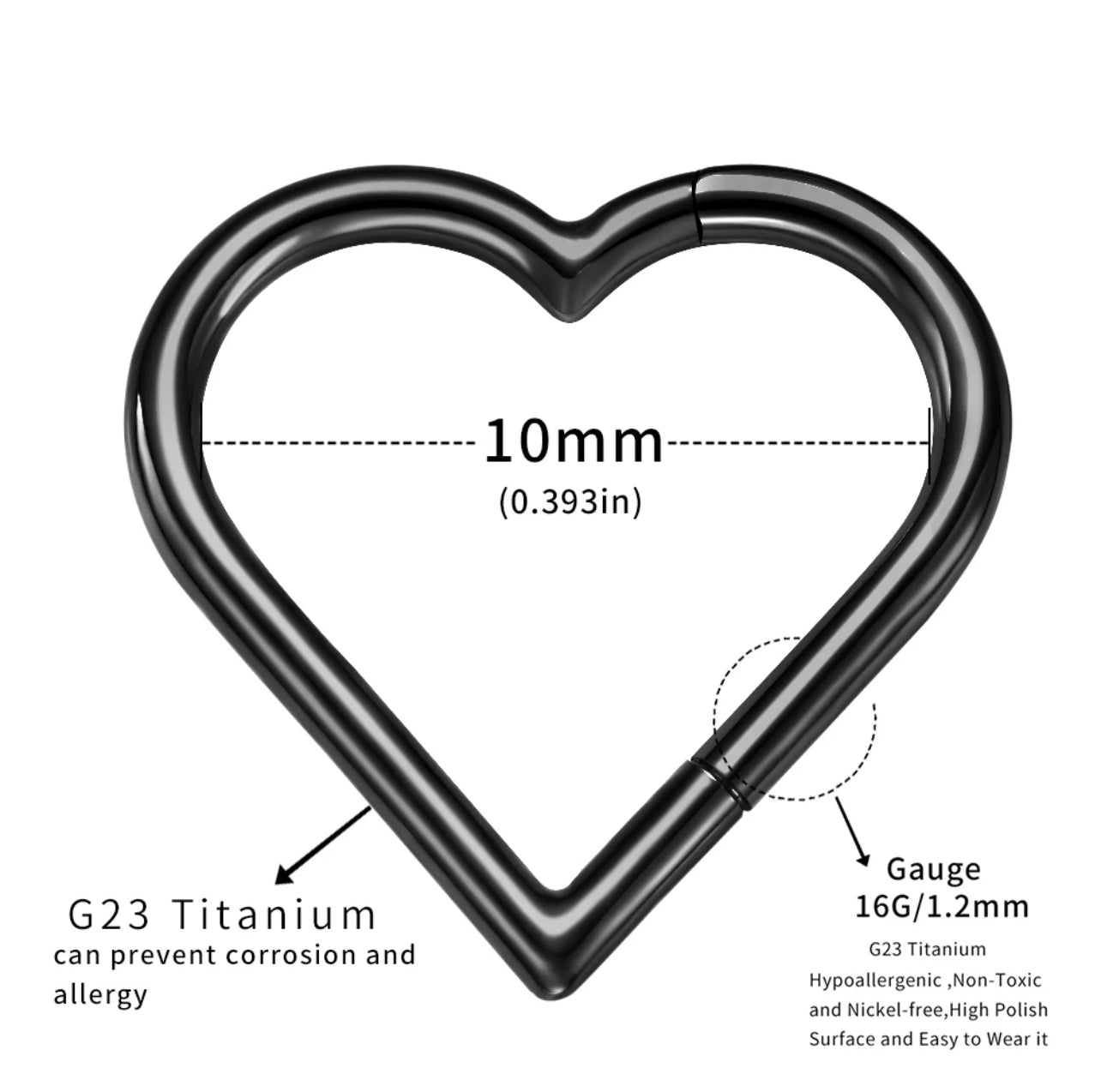 Heart segment seamless piercings jewellery