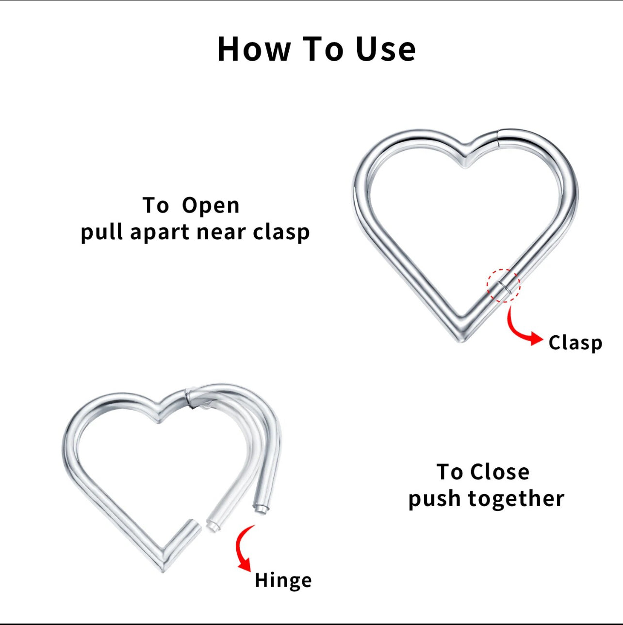 Heart segment seamless piercings jewellery