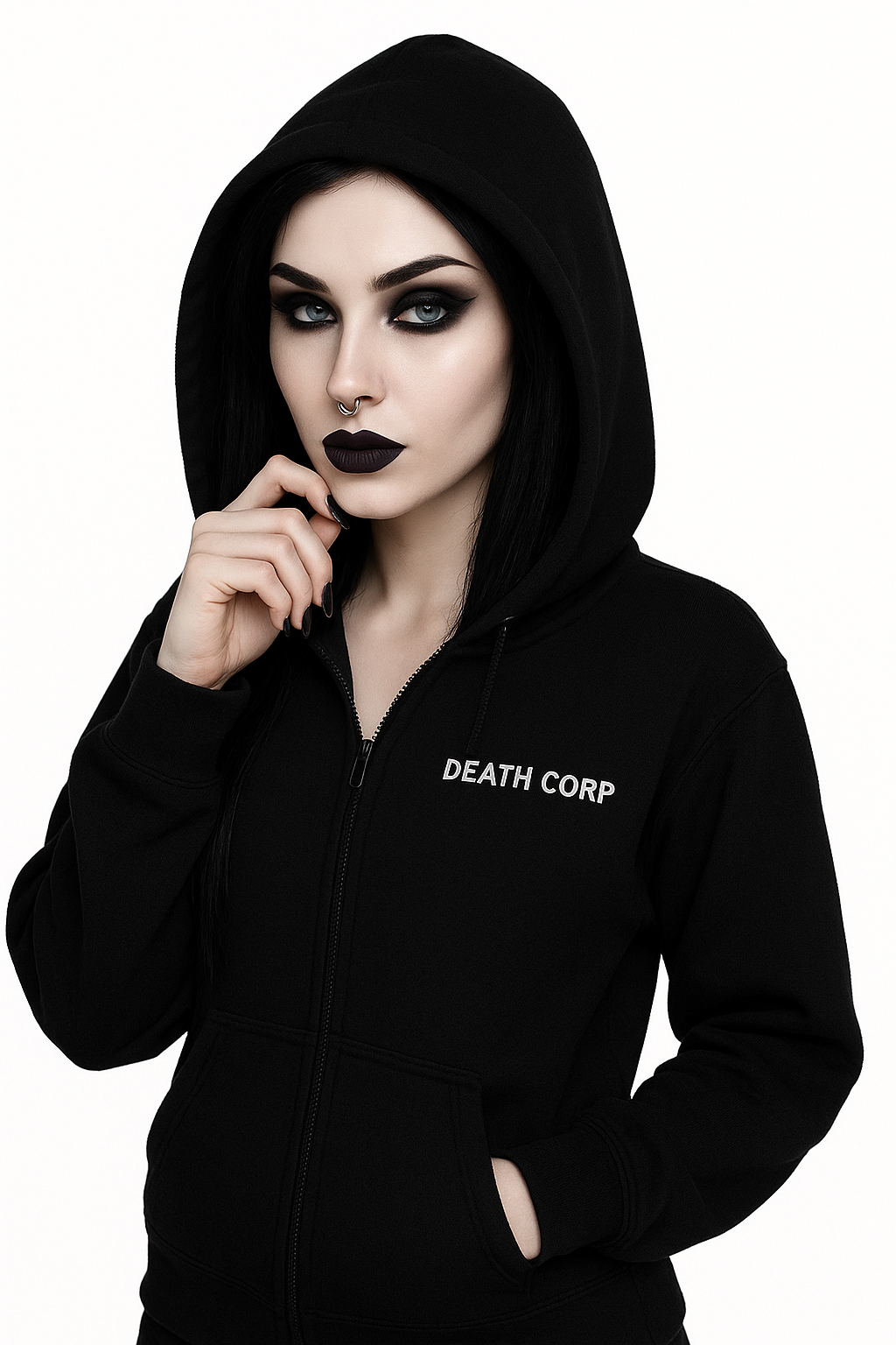 Death Corp - in death we trust- Zip hoody (glow in the dark option )