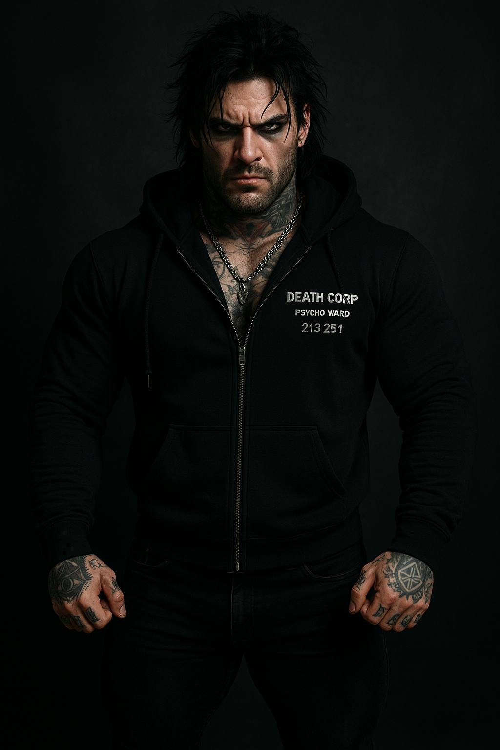 Death Corp - psycho ward Zipped hoody (glow in the dark )