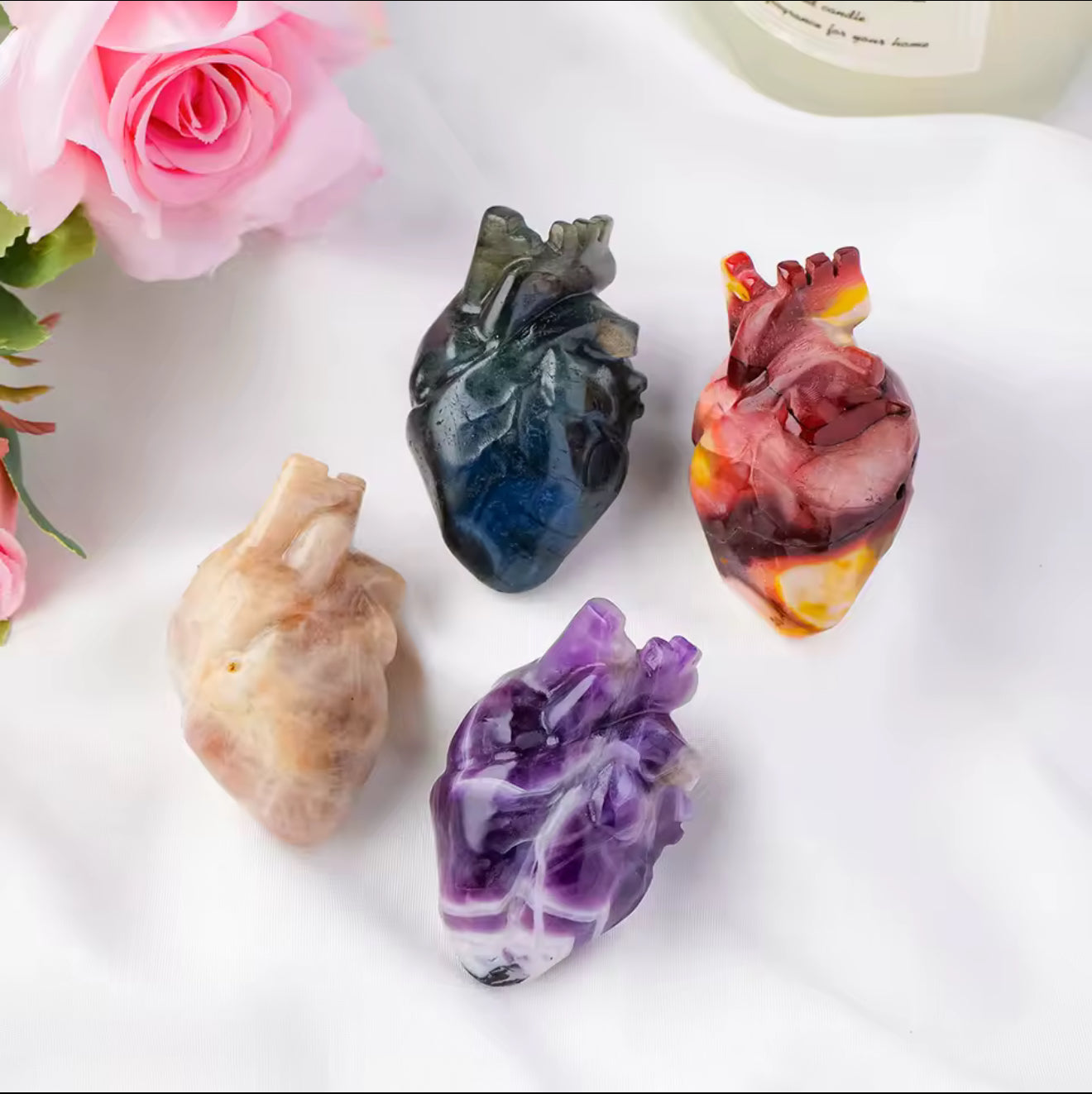 Hand Crafted Crystal anatomical heart figures