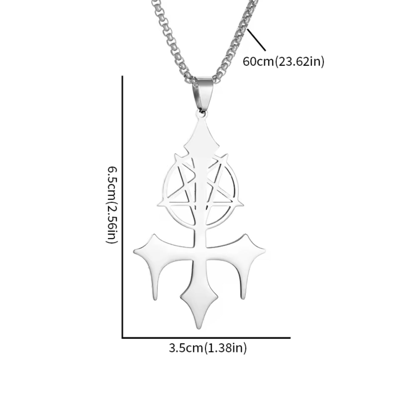 inverted cross pentagram necklace KVLT