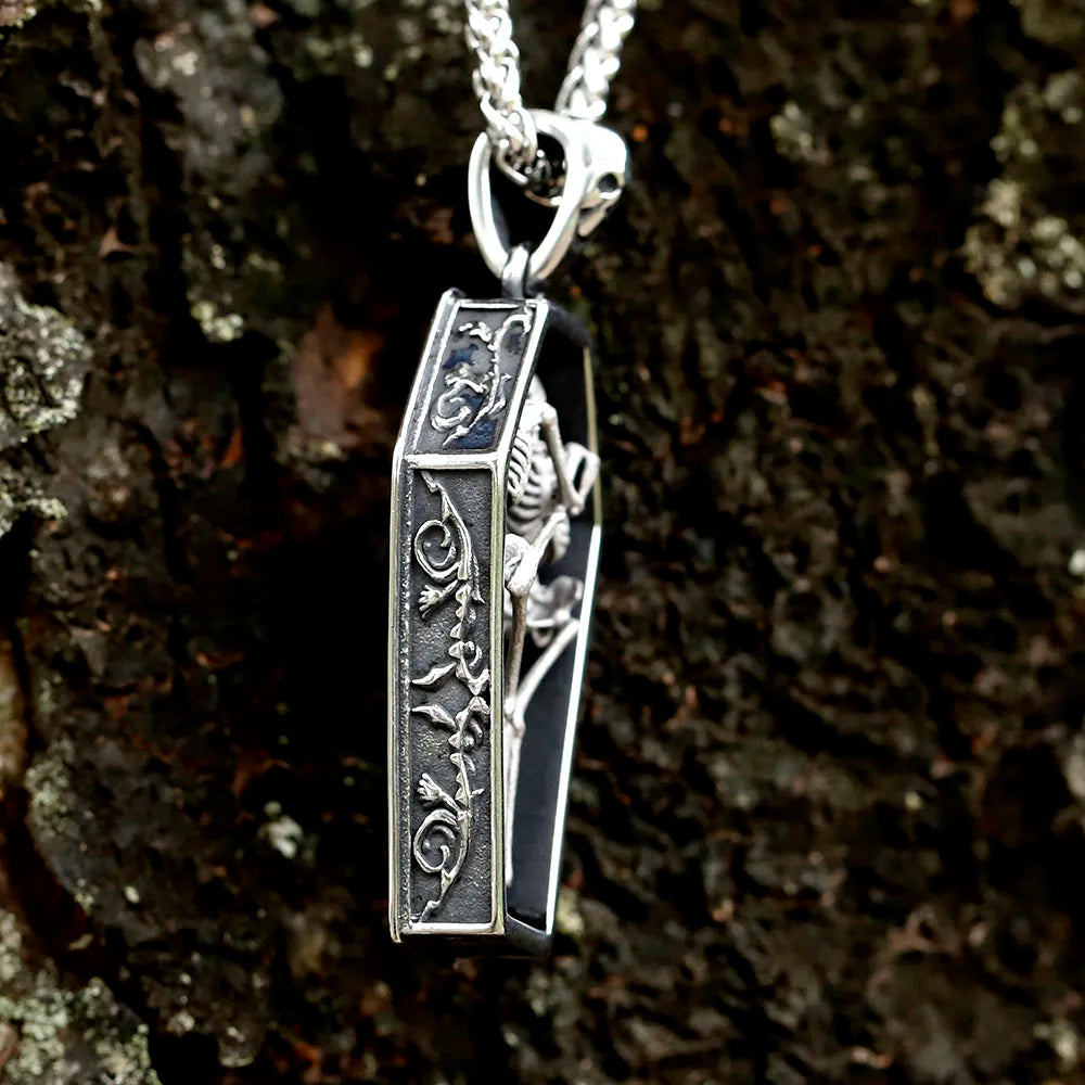 Love you to Death coffin pendent necklace