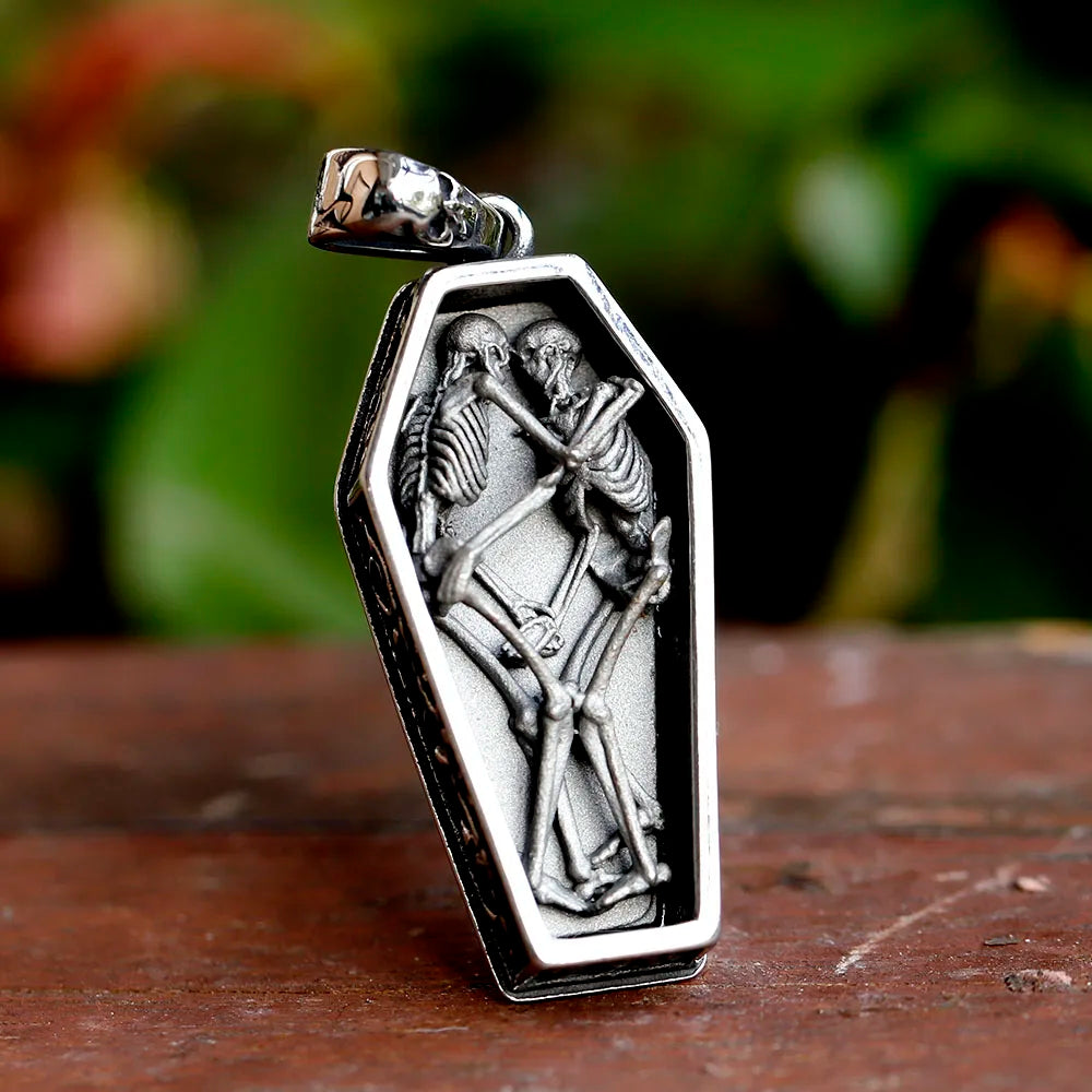 Love you to Death coffin pendent necklace