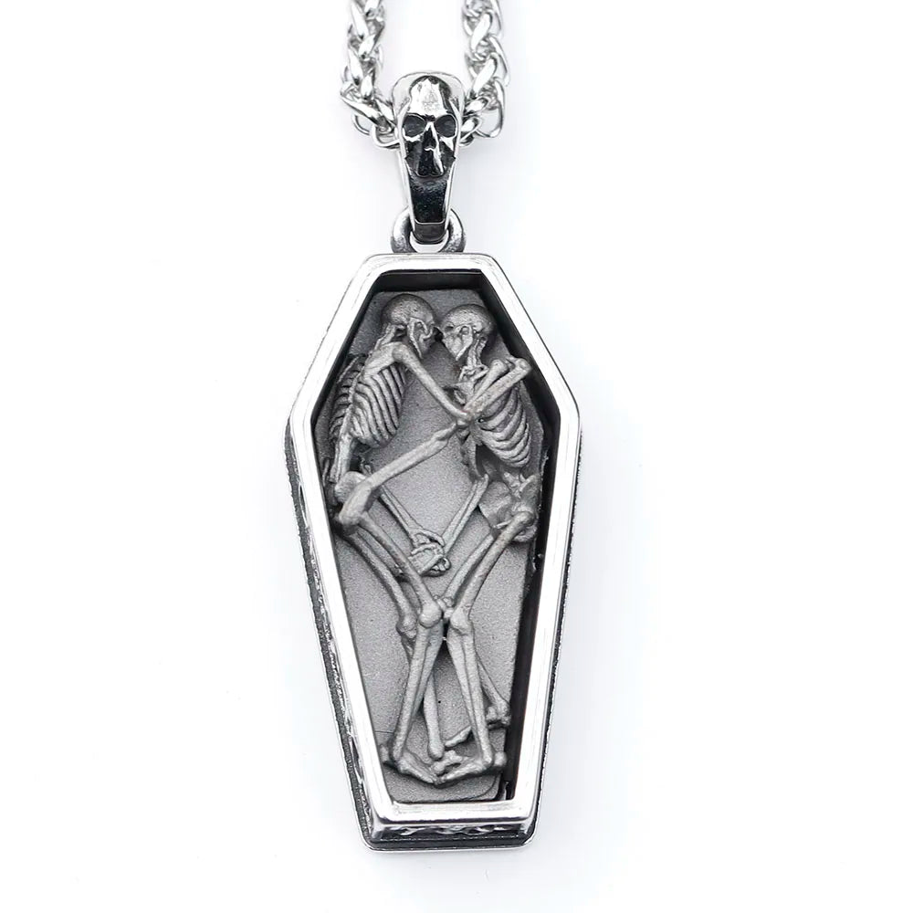 Love you to Death coffin pendent necklace