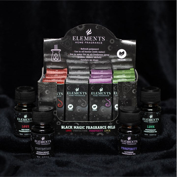 Set of 12 Black Magic Fragrance Oils in Display