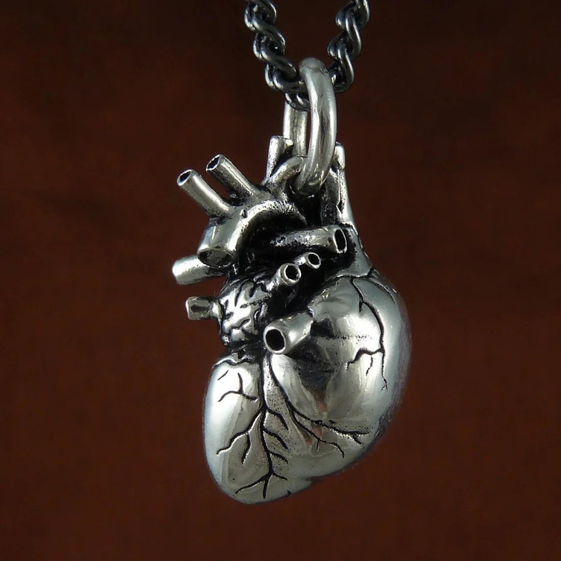 Anatomical Silver plated heart Necklace