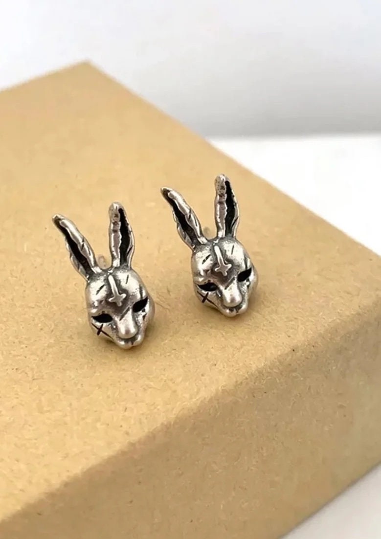 Demon bunny Rabbit Ear stud Earring