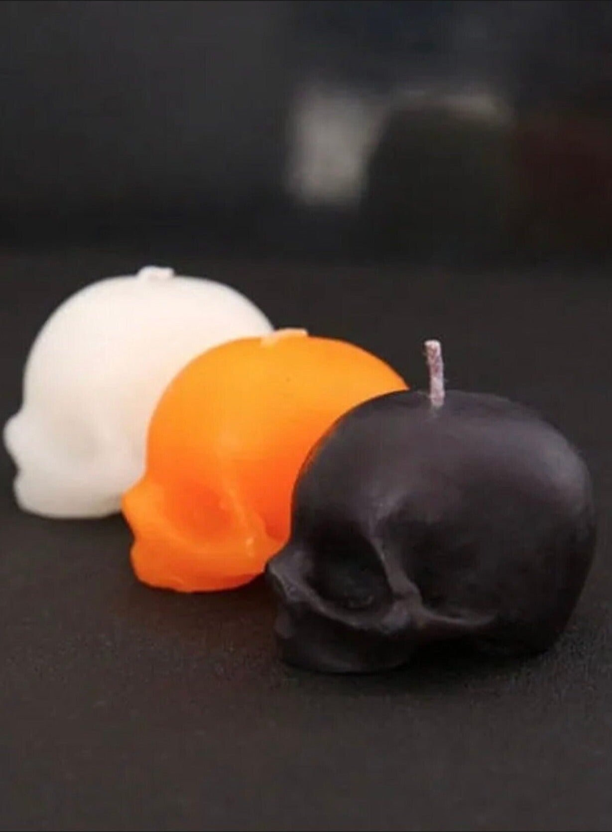 black Mini Skull Tealight Candle goth goff emo smoll SINGLE CANDLE