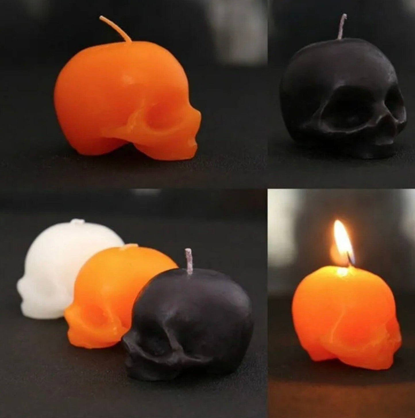 black Mini Skull Tealight Candle goth goff emo smoll SINGLE CANDLE