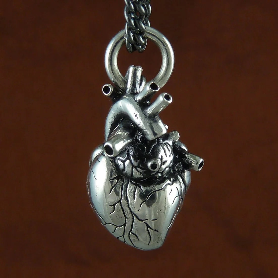 Anatomical Silver plated heart Necklace
