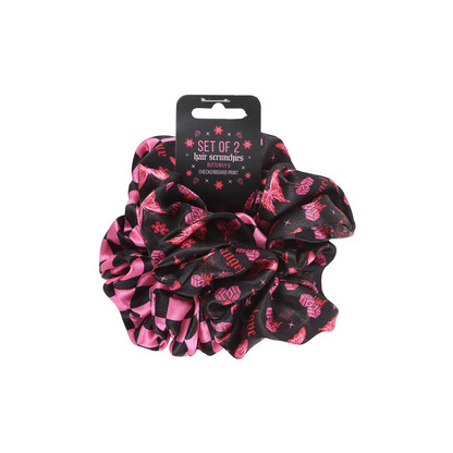 Set of 2 Rebel Butterfly and Checkerboard Hair Scrunchies