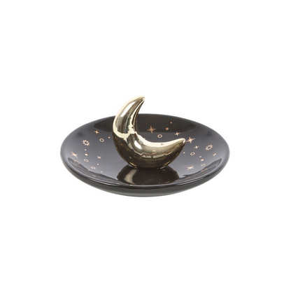 Gold Crescent Moon Incense Stick Holder