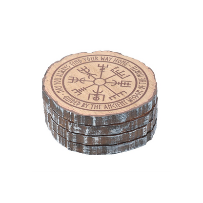 Set of 4 Norse Mythology Wood Slice Coasters