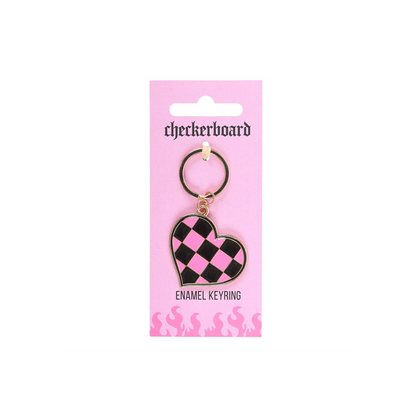 Checkerboard Heart Keyring