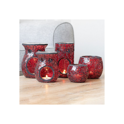 Red Pillar Crackle Glass Oil Burner and Wax Warmer