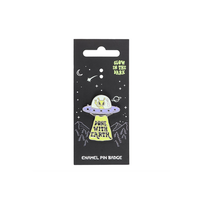 Glow in the Dark UFO Enamel Pin Badge