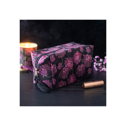 Dark Romance Floral Print Makeup Bag