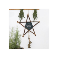 Green Witch Hanging Willow Pentagram with Bells