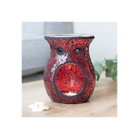 Large Red Crackle Glass Oil Burner and Wax Warmer