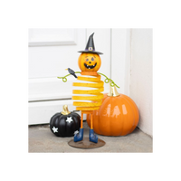 Orange Metal Pumpkin Man Ornament with Spring Body