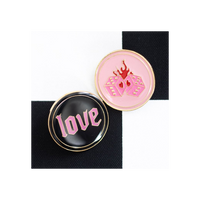 Flaming Dice and Love Pin Badge Set