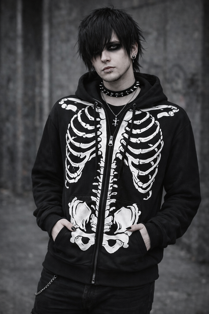 Skeleton bones Hoody (Zipped))