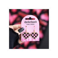 Checkerboard Heart Earrings