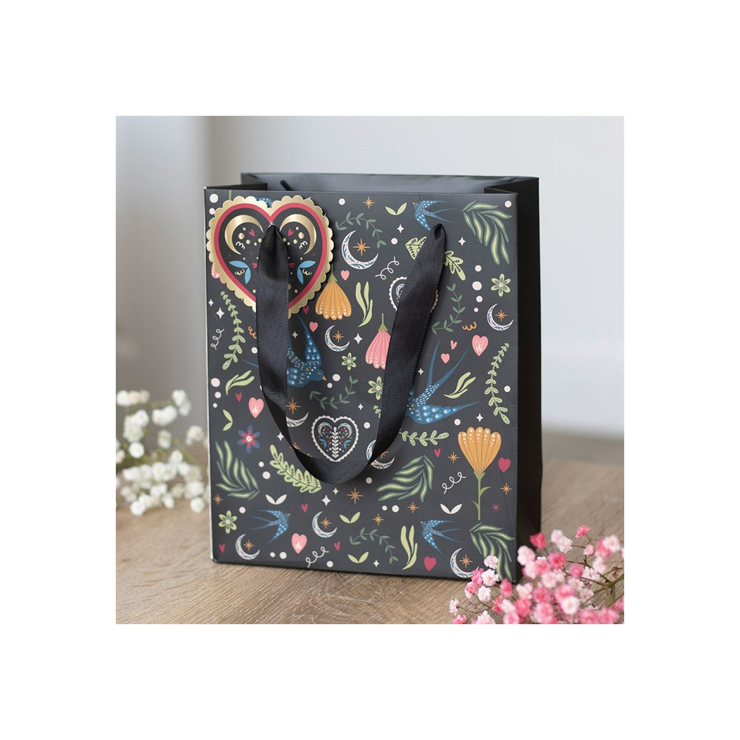 Medium Black Midnight Bloom Print Giftbag