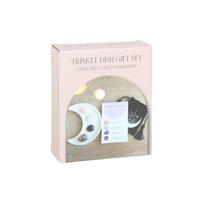 Love Healing Crystal Set with Moon Trinket Dish