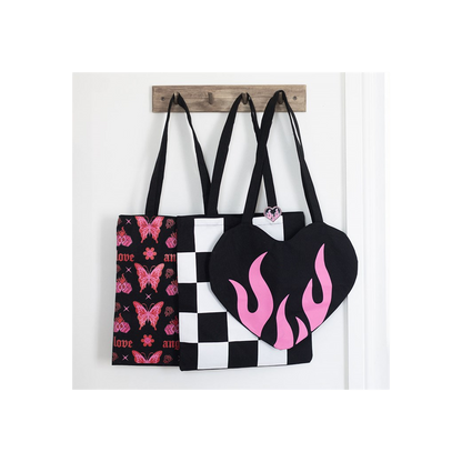 Flaming Butterfly Print Polycotton Tote Bag
