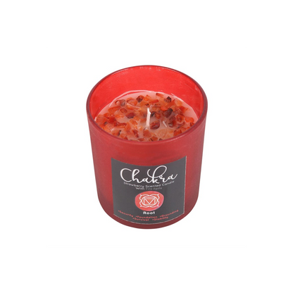 Root Chakra Strawberry Crystal Chip Candle