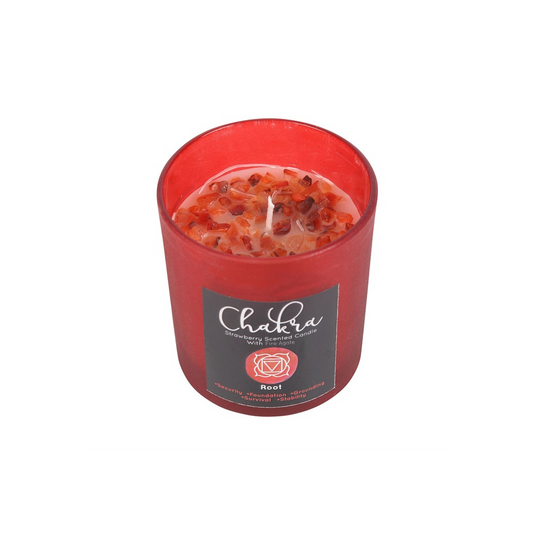 Root Chakra Strawberry Crystal Chip Candle