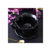 Black Rose Teacup and Saucer