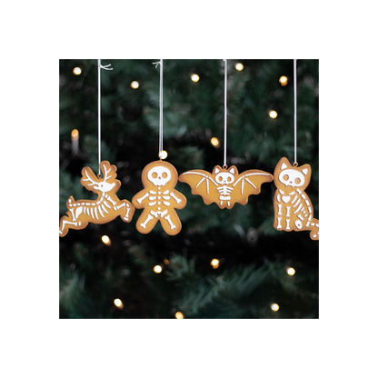 Set of 4 Creepy Skeleton Cookie Ornaments