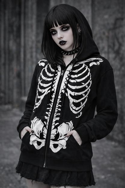 Skeleton bones Hoody (Zipped))