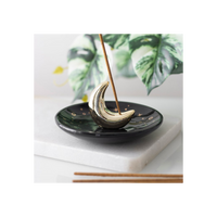 Gold Crescent Moon Incense Stick Holder