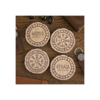 Set of 4 Norse Mythology Wood Slice Coasters