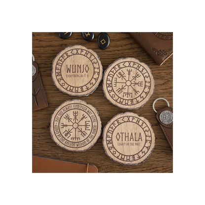 Set of 4 Norse Mythology Wood Slice Coasters