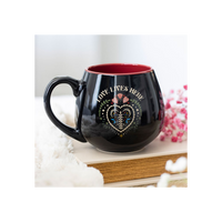 Love Lives Here Folk Heart Rounded Mug