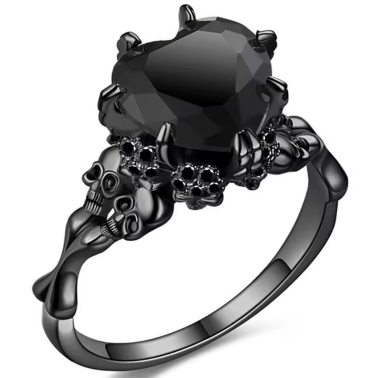 Black Heart Zircon Skull Diamond RIng