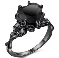 Black Heart Zircon Skull Diamond RIng