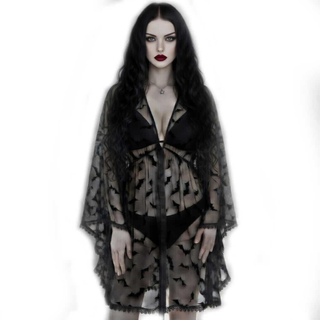 Black Bat Lace Gothic Kimono