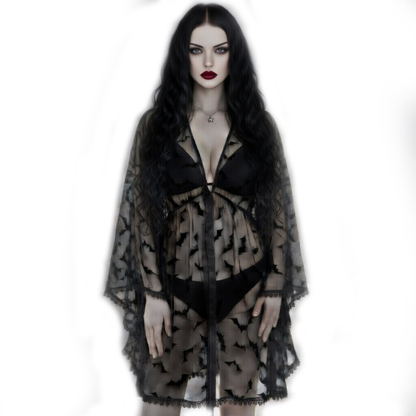 Black Bat Lace Gothic Kimono